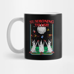 Three Opossums howling at the moon Summoning Trash funny Possum retro artwork Mug